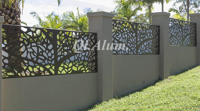 CNC cutting leaf shape aluminum perforated panel outdoor metal cladding